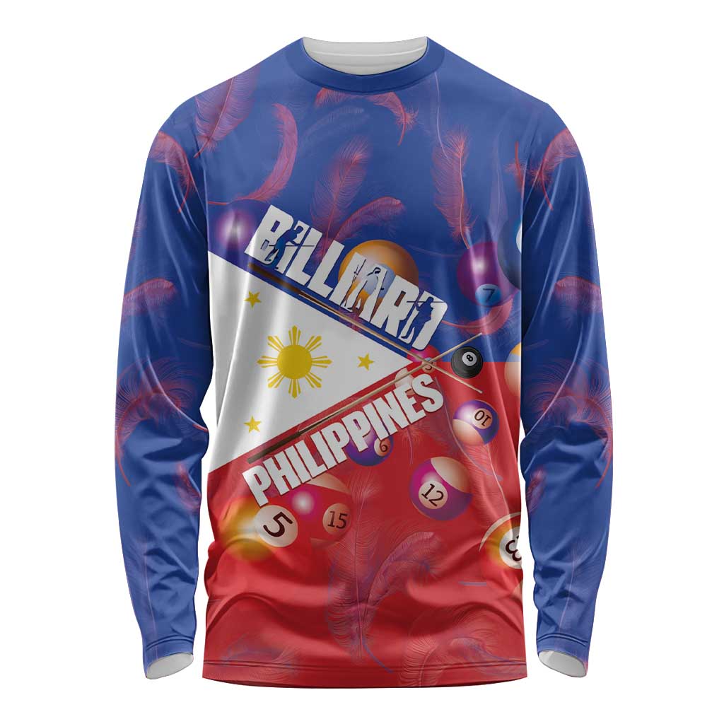 Personalised Philippines Billiards Long Sleeve Shirt Cue With Balls Flag Style - Polynesian Pride