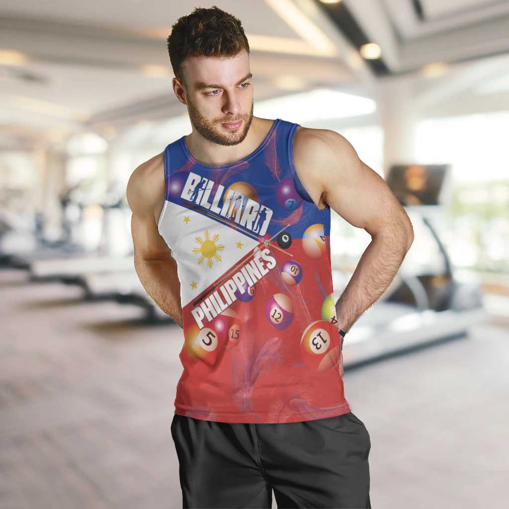 Personalised Philippines Billiards Men Tank Top Cue With Balls Flag Style - Polynesian Pride
