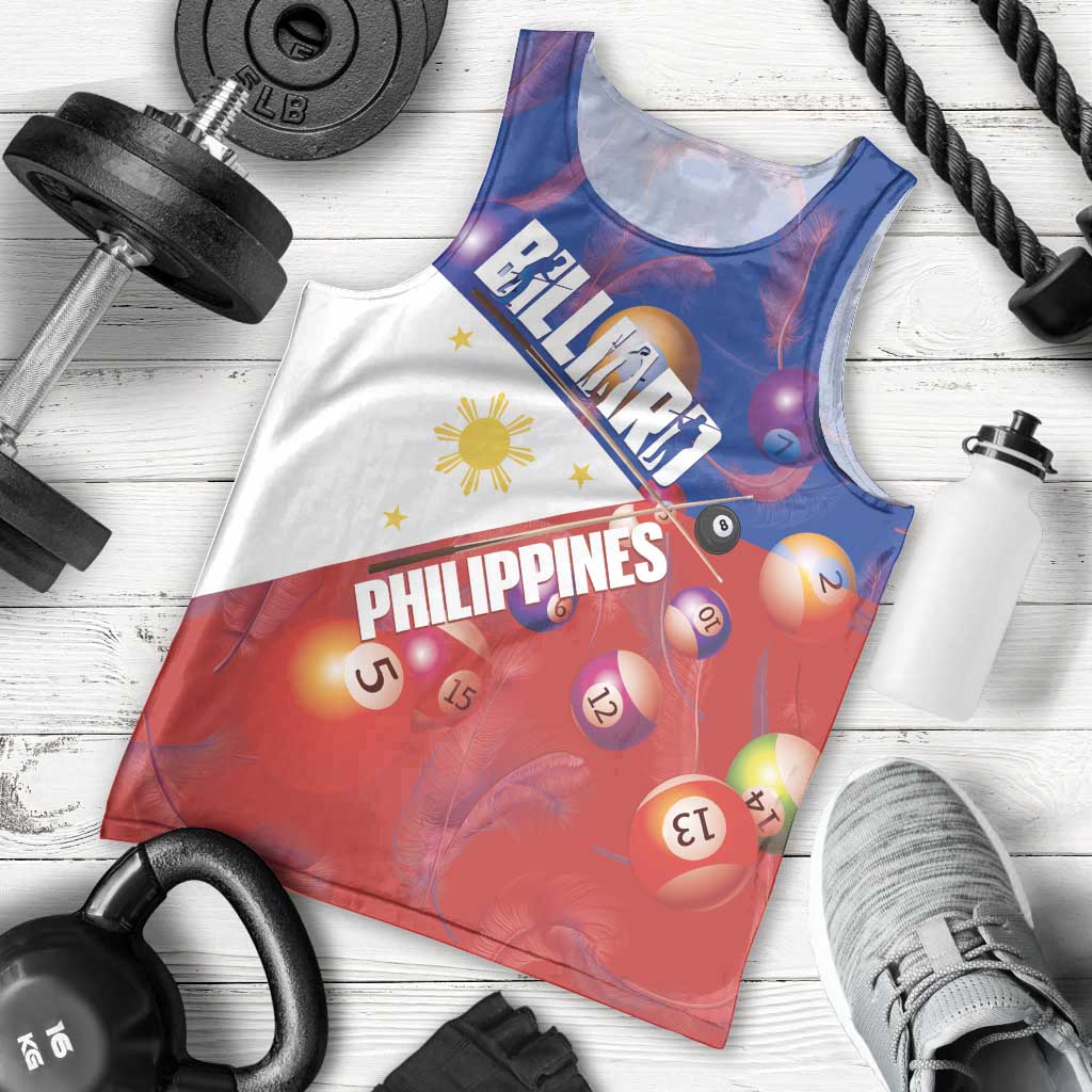 Personalised Philippines Billiards Men Tank Top Cue With Balls Flag Style - Polynesian Pride