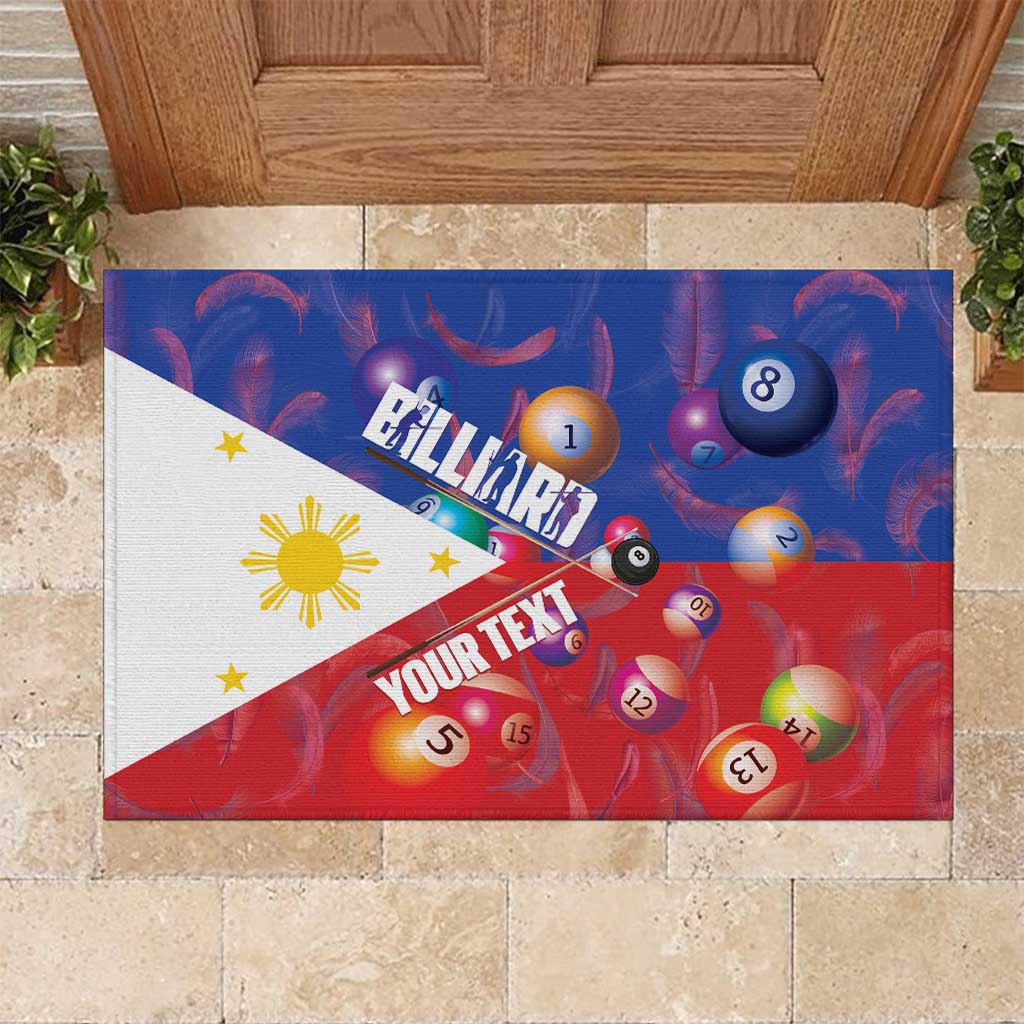 Personalised Philippines Billiards Rubber Doormat Cue With Balls Flag Style - Polynesian Pride