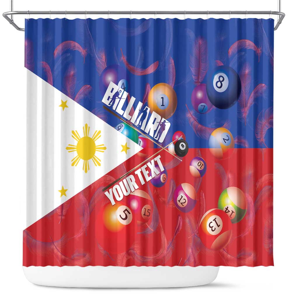 Personalised Philippines Billiards Shower Curtain Cue With Balls Flag Style - Polynesian Pride