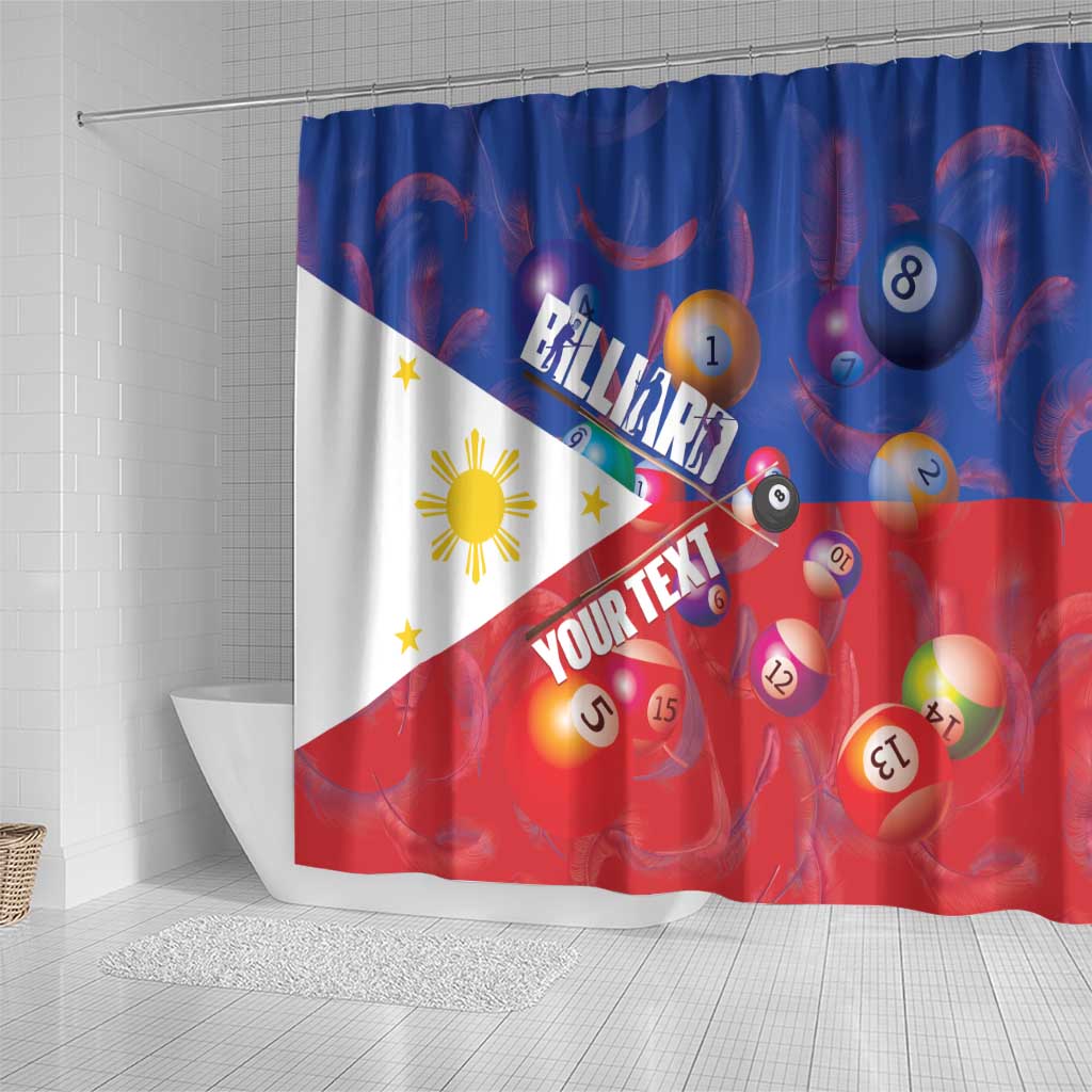 Personalised Philippines Billiards Shower Curtain Cue With Balls Flag Style - Polynesian Pride