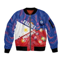 Personalised Philippines Billiards Sleeve Zip Bomber Jacket Cue With Balls Flag Style - Polynesian Pride