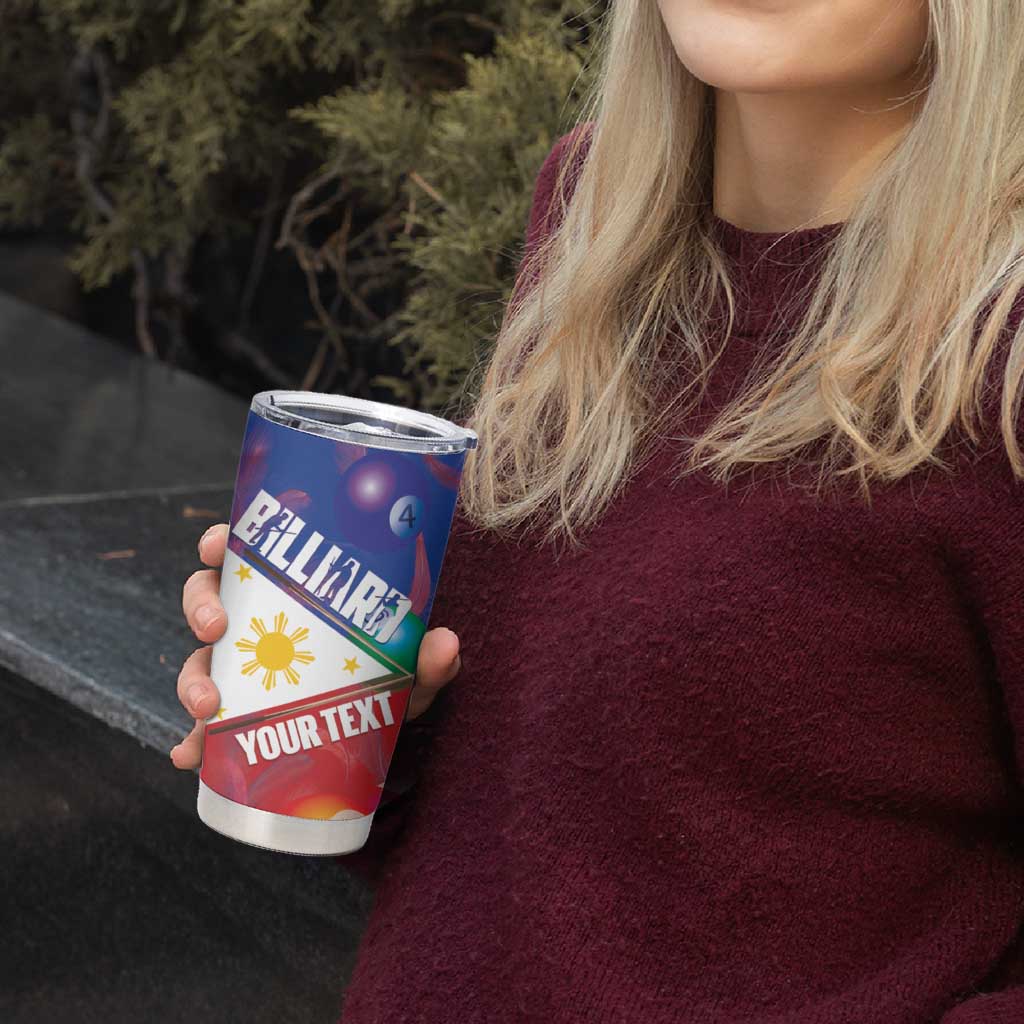 Personalised Philippines Billiards Tumbler Cup Cue With Balls Flag Style - Polynesian Pride