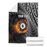 Personalised New Zealand Billiards Blanket Maori Fern On Fire 8 Ball - Polynesian Pride