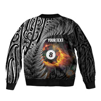 Personalised New Zealand Billiards Bomber Jacket Maori Fern On Fire 8 Ball LT14 - Polynesian Pride