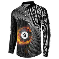 Personalised New Zealand Billiards Button Sweatshirt Maori Fern On Fire 8 Ball LT14 - Polynesian Pride
