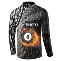 Personalised New Zealand Billiards Button Sweatshirt Maori Fern On Fire 8 Ball LT14 - Polynesian Pride
