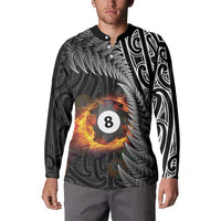 Personalised New Zealand Billiards Button Sweatshirt Maori Fern On Fire 8 Ball LT14 - Polynesian Pride