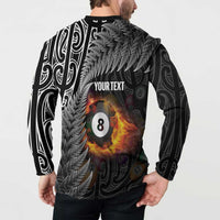 Personalised New Zealand Billiards Button Sweatshirt Maori Fern On Fire 8 Ball LT14 - Polynesian Pride
