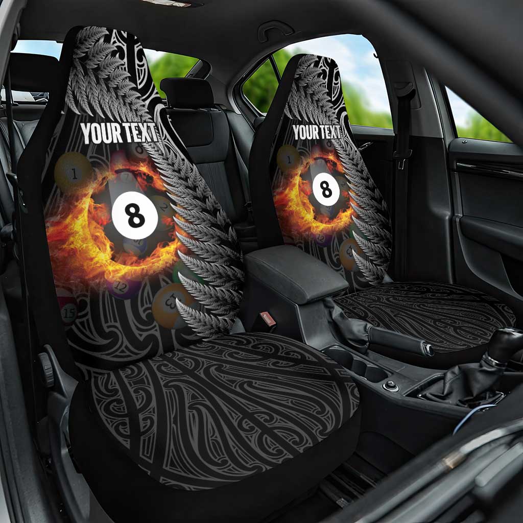 Personalised New Zealand Billiards Car Seat Cover Maori Fern On Fire 8 Ball - Polynesian Pride
