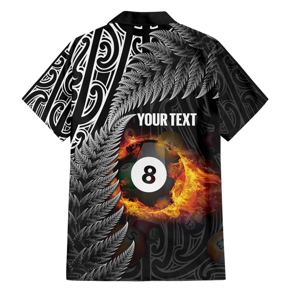 Personalised New Zealand Billiards Family Matching Off Shoulder Maxi Dress and Hawaiian Shirt Maori Fern On Fire 8 Ball - Polynesian Pride