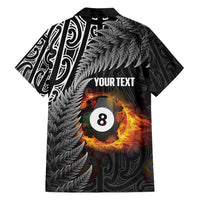 Personalised New Zealand Billiards Family Matching Off Shoulder Maxi Dress and Hawaiian Shirt Maori Fern On Fire 8 Ball - Polynesian Pride
