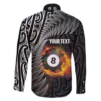 Personalised New Zealand Billiards Family Matching Summer Maxi Dress and Hawaiian Shirt Maori Fern On Fire 8 Ball - Polynesian Pride