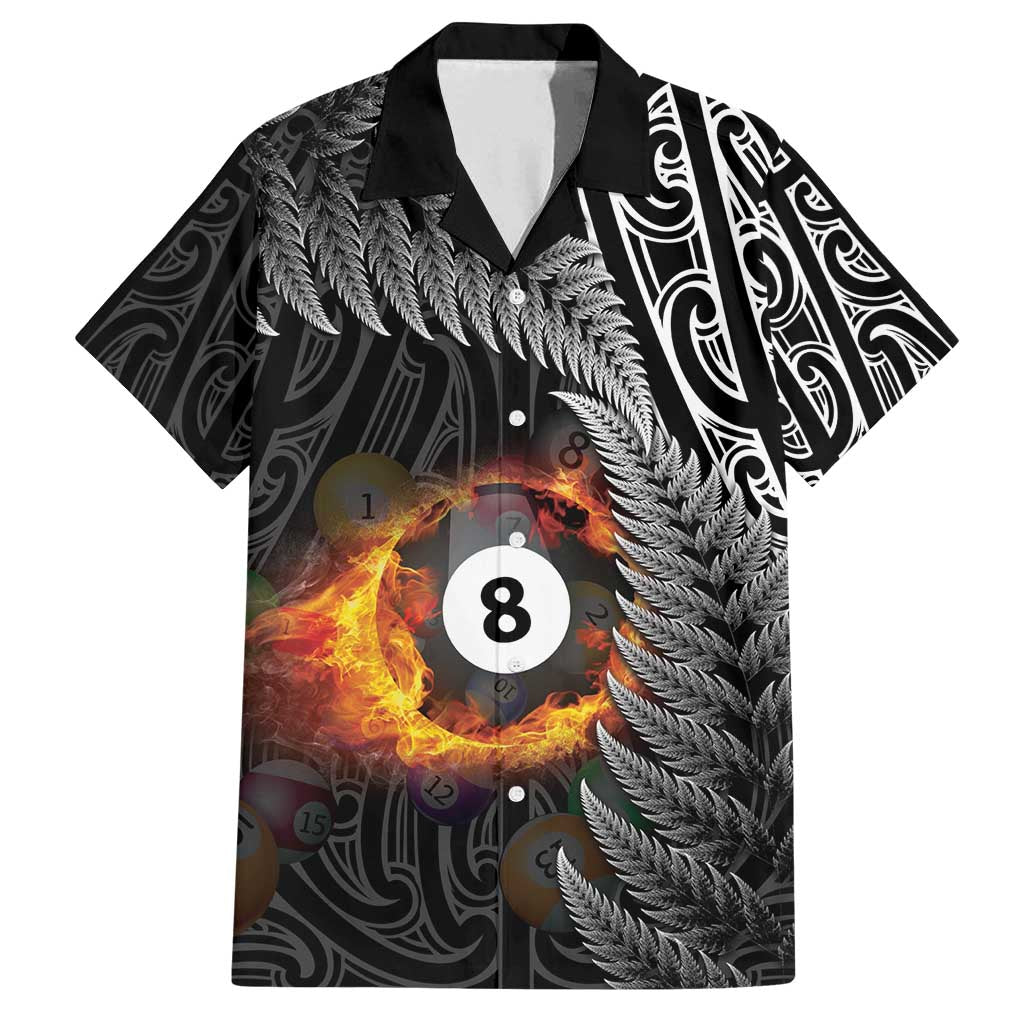 Personalised New Zealand Billiards Family Matching Tank Maxi Dress and Hawaiian Shirt Maori Fern On Fire 8 Ball - Polynesian Pride