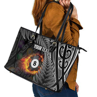 Personalised New Zealand Billiards Leather Tote Bag Maori Fern On Fire 8 Ball LT14 - Polynesian Pride