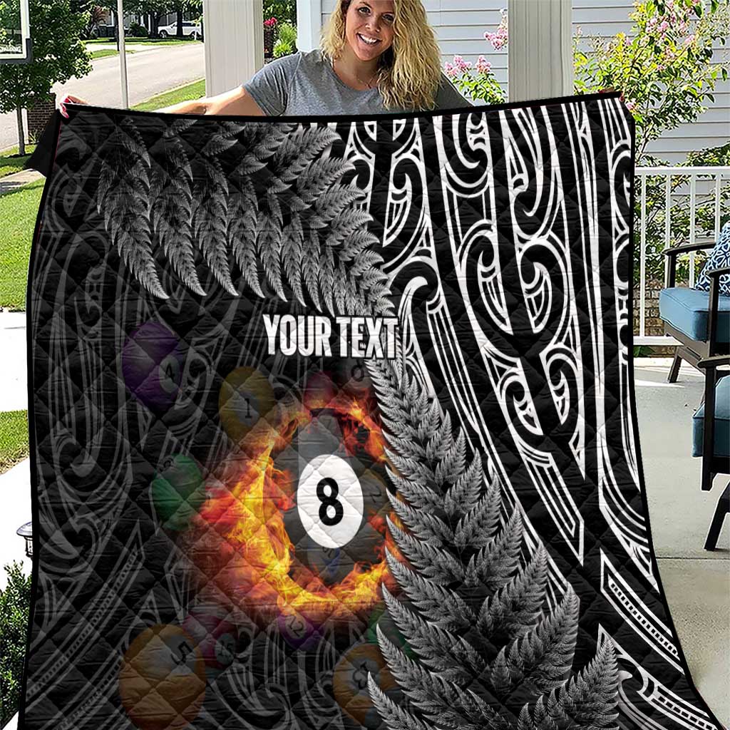 Personalised New Zealand Billiards Quilt Maori Fern On Fire 8 Ball - Polynesian Pride