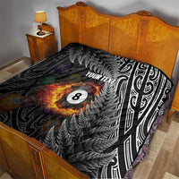 Personalised New Zealand Billiards Quilt Maori Fern On Fire 8 Ball - Polynesian Pride