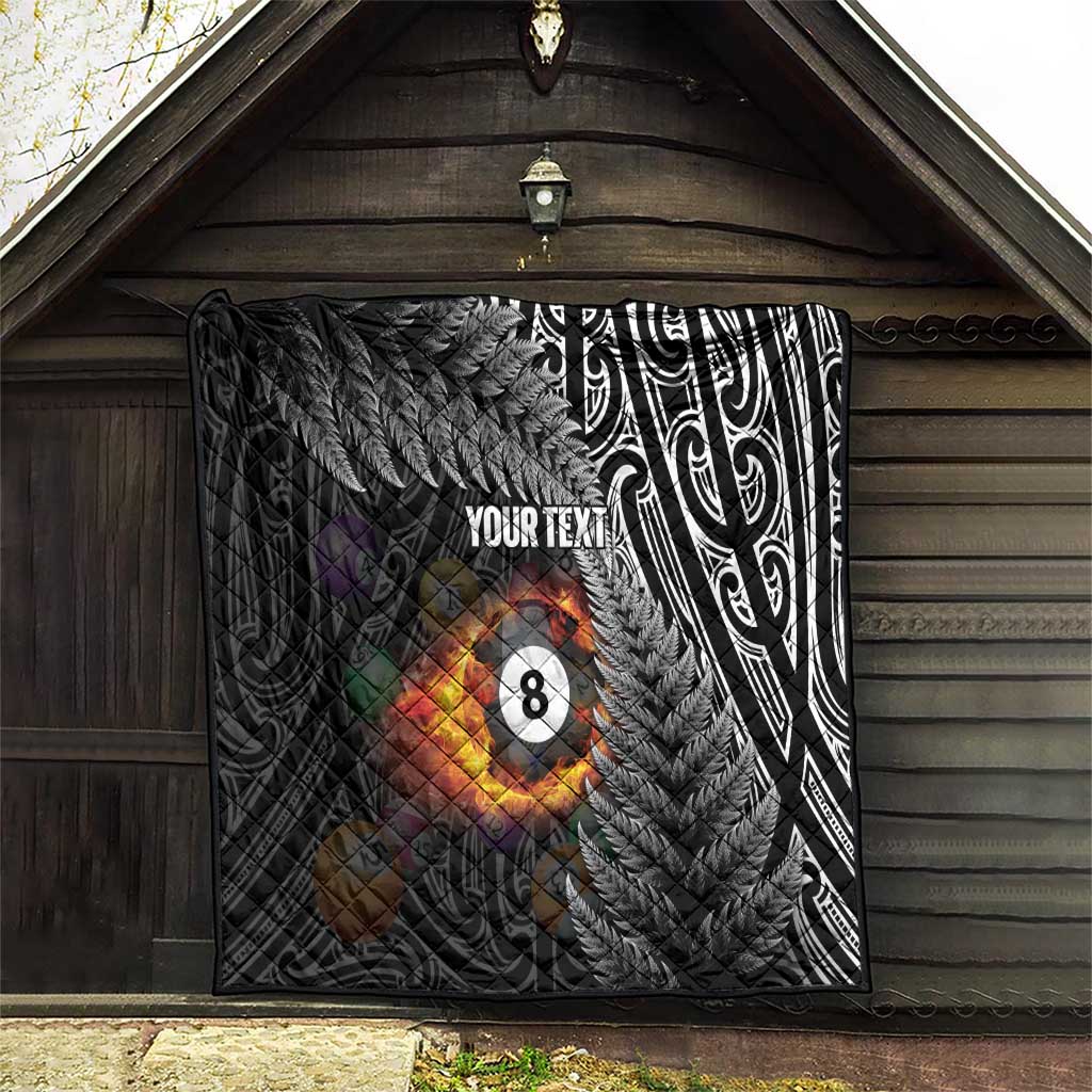 Personalised New Zealand Billiards Quilt Maori Fern On Fire 8 Ball - Polynesian Pride
