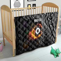 Personalised New Zealand Billiards Quilt Maori Fern On Fire 8 Ball - Polynesian Pride