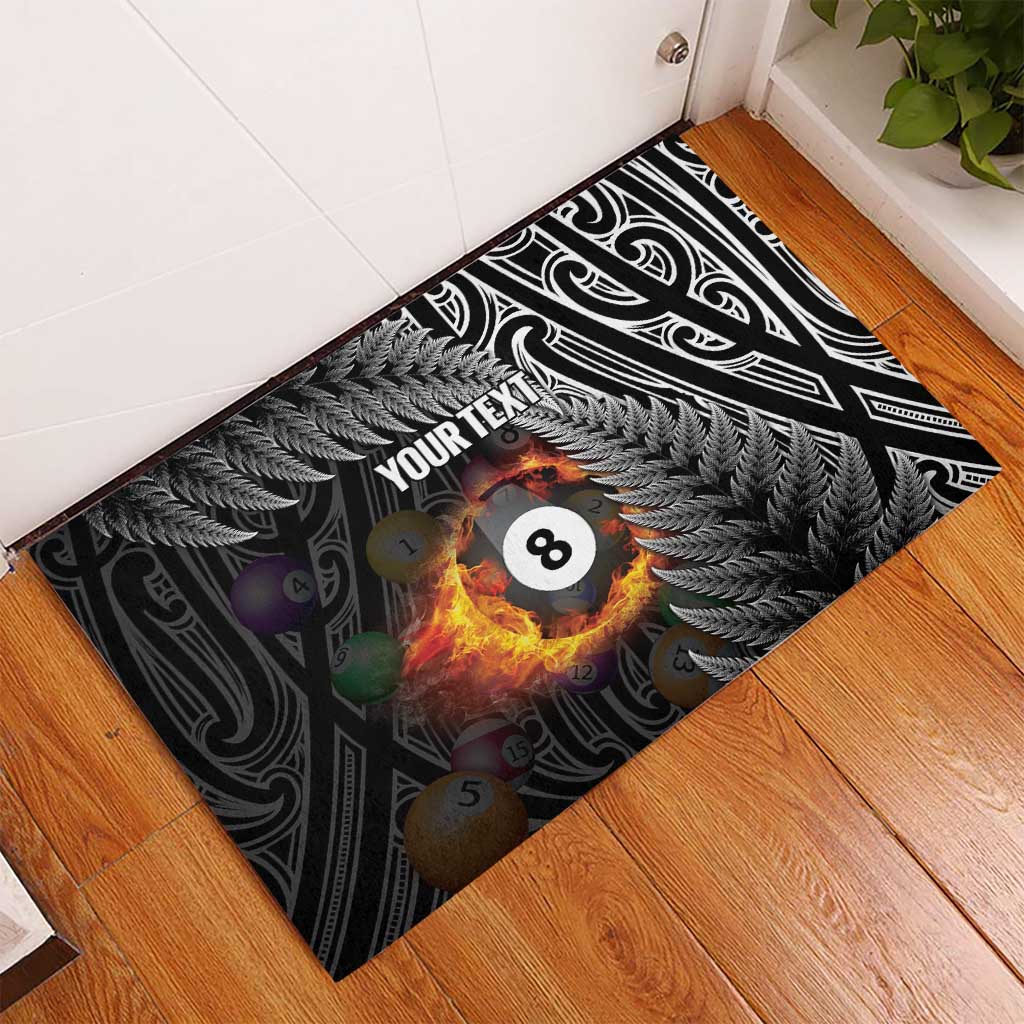 Personalised New Zealand Billiards Rubber Doormat Maori Fern On Fire 8 Ball LT14 - Polynesian Pride