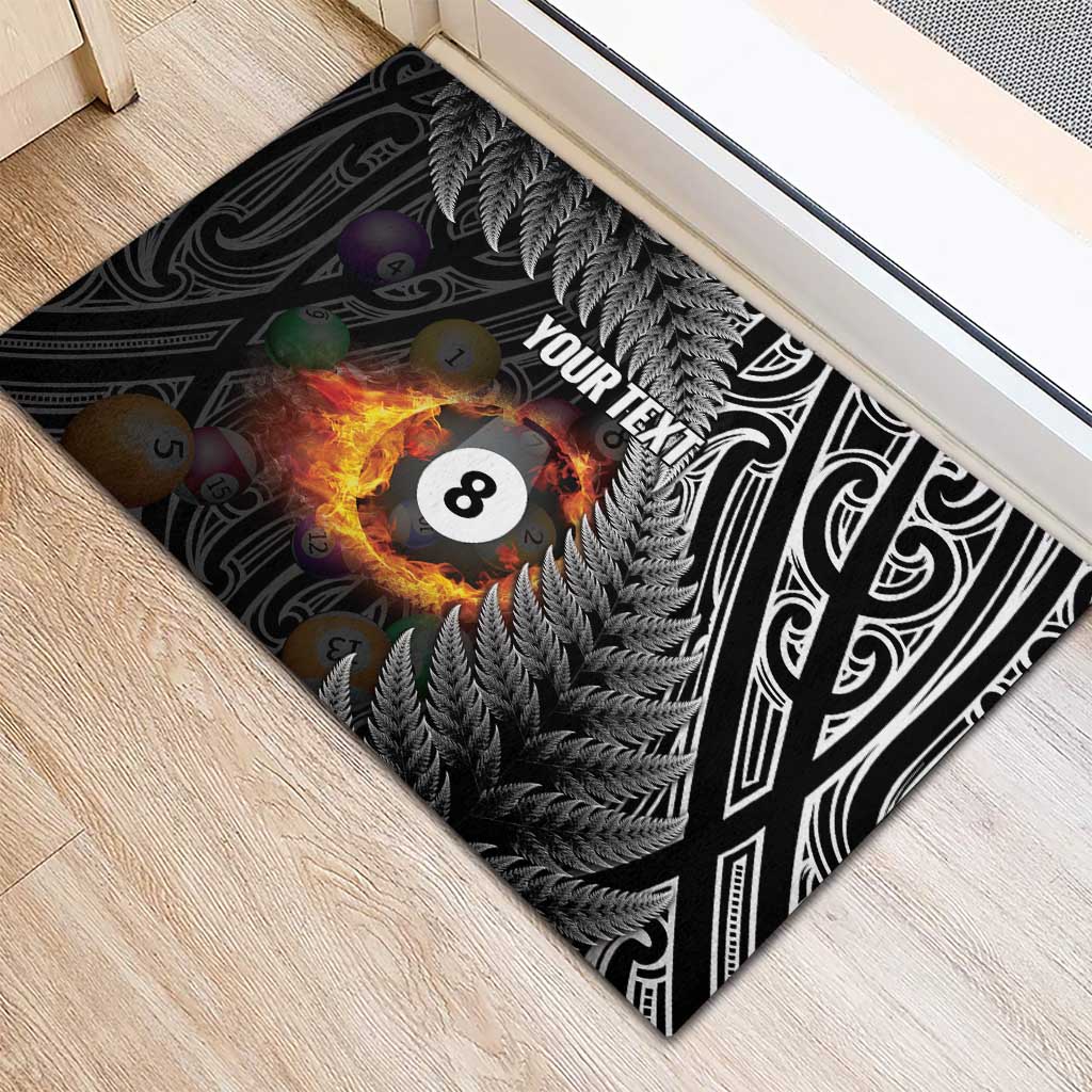 Personalised New Zealand Billiards Rubber Doormat Maori Fern On Fire 8 Ball LT14 - Polynesian Pride