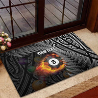 Personalised New Zealand Billiards Rubber Doormat Maori Fern On Fire 8 Ball LT14 - Polynesian Pride