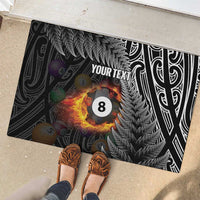 Personalised New Zealand Billiards Rubber Doormat Maori Fern On Fire 8 Ball LT14 - Polynesian Pride