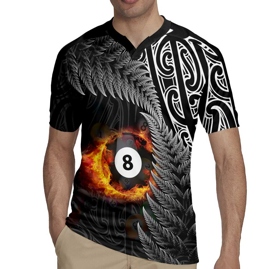 Personalised New Zealand Billiards Rugby Jersey Maori Fern On Fire 8 Ball - Polynesian Pride