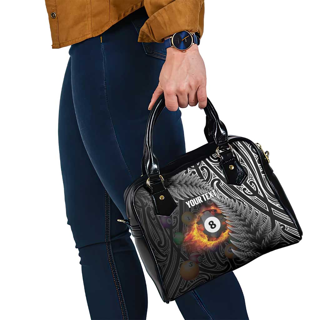 Personalised New Zealand Billiards Shoulder Handbag Maori Fern On Fire 8 Ball LT14 - Polynesian Pride