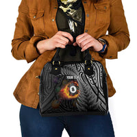 Personalised New Zealand Billiards Shoulder Handbag Maori Fern On Fire 8 Ball LT14 - Polynesian Pride