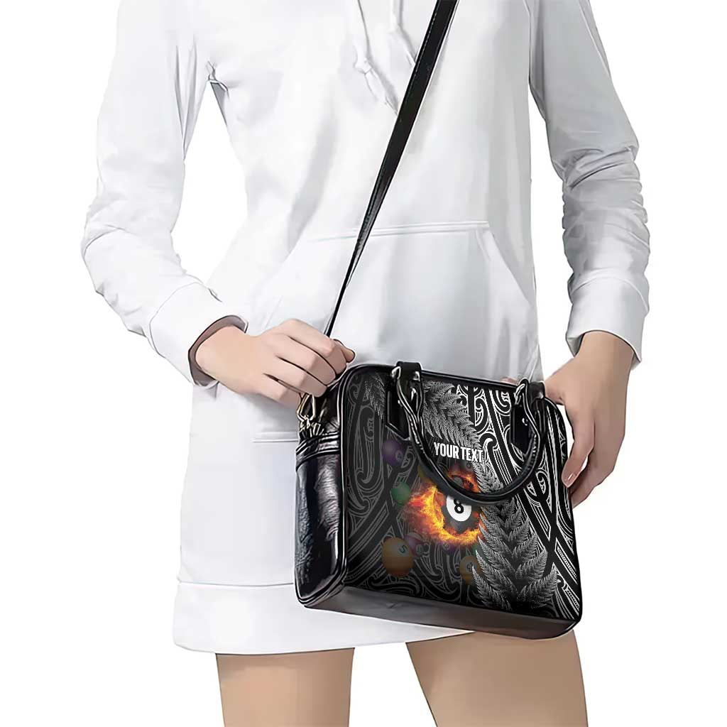 Personalised New Zealand Billiards Shoulder Handbag Maori Fern On Fire 8 Ball LT14 - Polynesian Pride