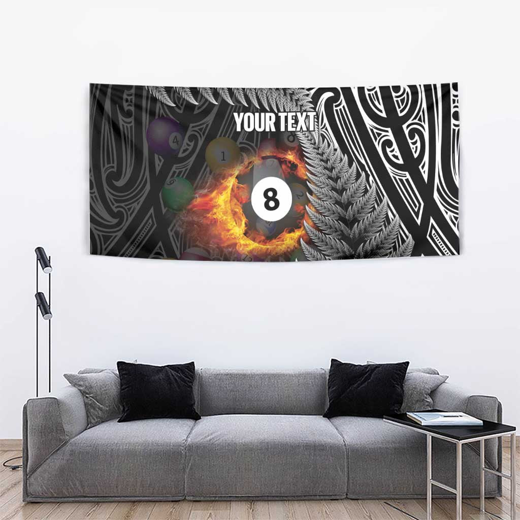 Personalised New Zealand Billiards Tapestry Maori Fern On Fire 8 Ball - Polynesian Pride