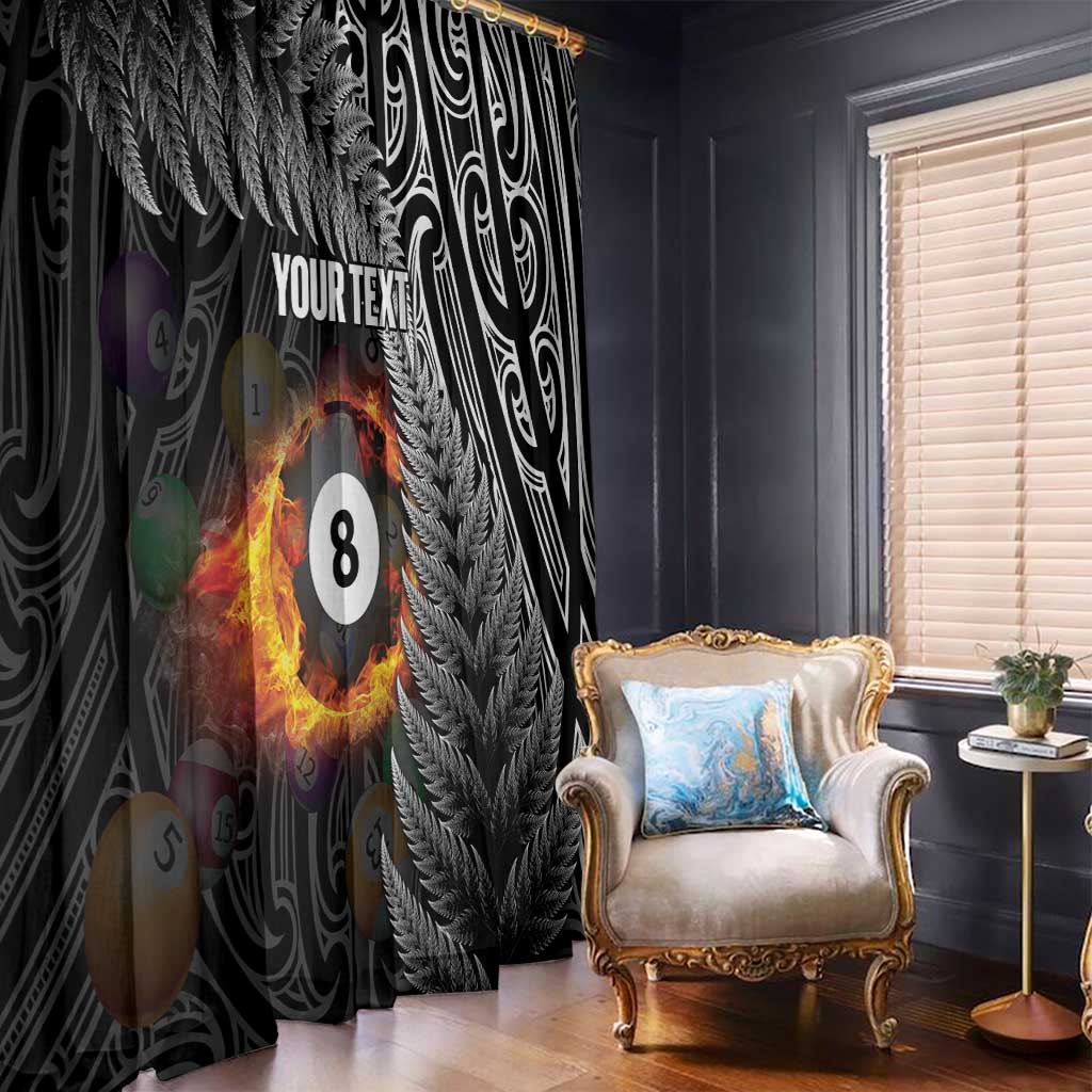 Personalised New Zealand Billiards Window Curtain Maori Fern On Fire 8 Ball LT14 - Polynesian Pride