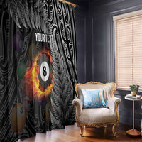 Personalised New Zealand Billiards Window Curtain Maori Fern On Fire 8 Ball LT14 - Polynesian Pride