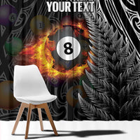 Personalised New Zealand Billiards Window Curtain Maori Fern On Fire 8 Ball LT14 - Polynesian Pride