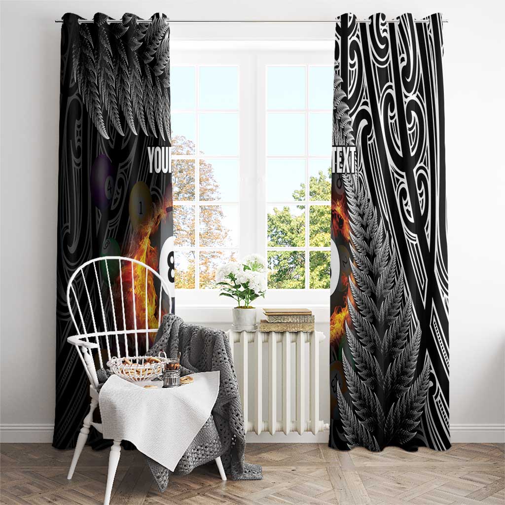 Personalised New Zealand Billiards Window Curtain Maori Fern On Fire 8 Ball LT14 - Polynesian Pride