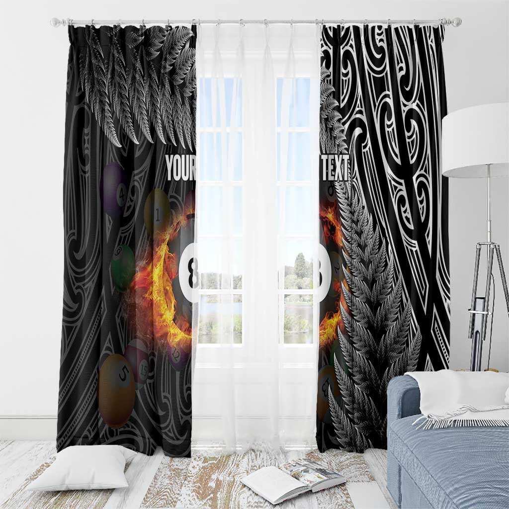 Personalised New Zealand Billiards Window Curtain Maori Fern On Fire 8 Ball LT14 - Polynesian Pride