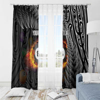Personalised New Zealand Billiards Window Curtain Maori Fern On Fire 8 Ball LT14 - Polynesian Pride