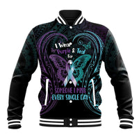 Suicide Awareness Memorial Baseball Jacket I Wear Purple and Teal For Someone I Miss - Polynesian Pride