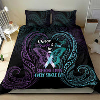 Suicide Awareness Memorial Bedding Set I Wear Purple and Teal For Someone I Miss - Polynesian Pride
