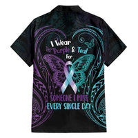 Suicide Awareness Memorial Family Matching Long Sleeve Bodycon Dress and Hawaiian Shirt I Wear Purple and Teal For Someone I Miss - Polynesian Pride