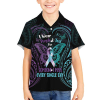 Suicide Awareness Memorial Family Matching Short Sleeve Bodycon Dress and Hawaiian Shirt I Wear Purple and Teal For Someone I Miss - Polynesian Pride