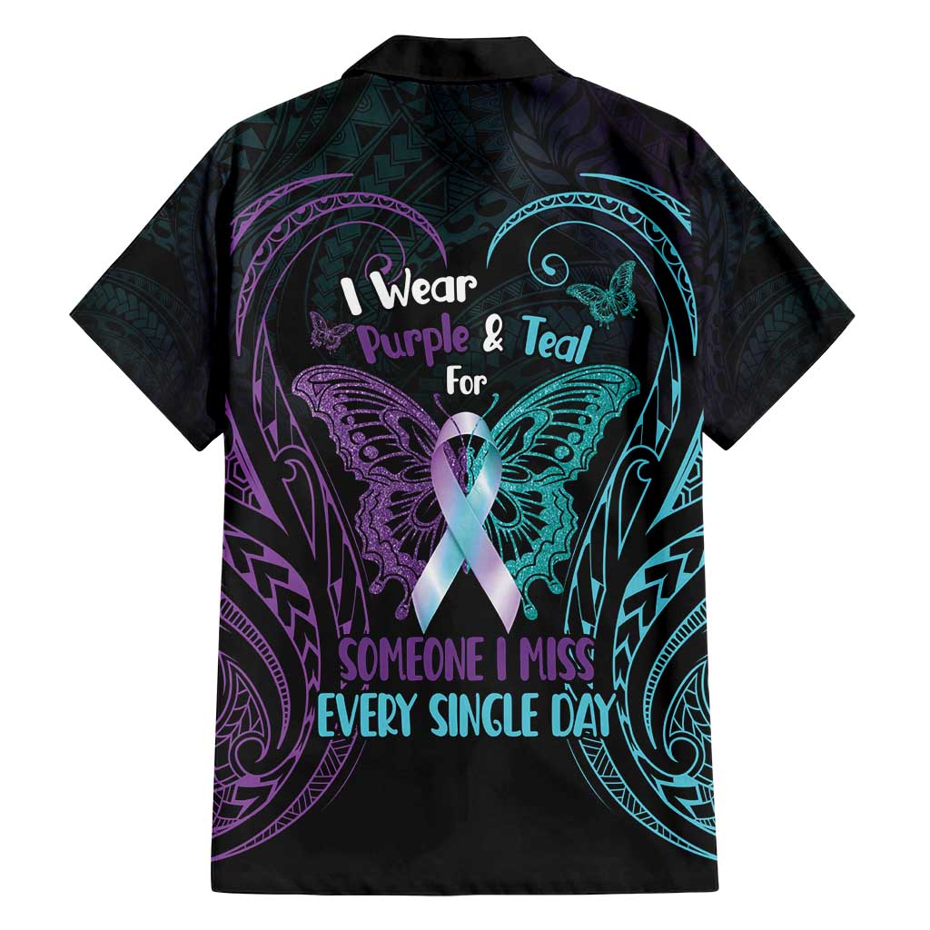 Suicide Awareness Memorial Family Matching Summer Maxi Dress and Hawaiian Shirt I Wear Purple and Teal For Someone I Miss - Polynesian Pride