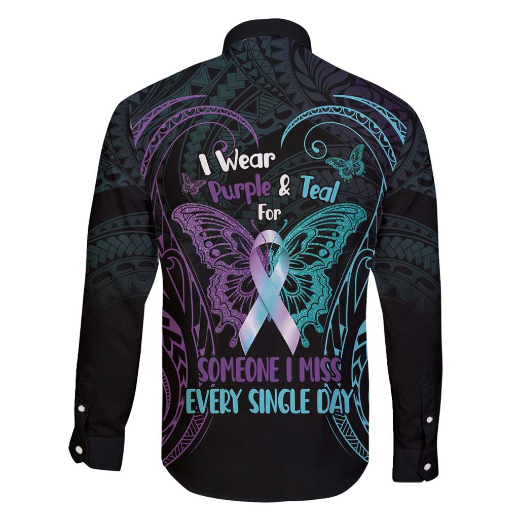 Suicide Awareness Memorial Family Matching Summer Maxi Dress and Hawaiian Shirt I Wear Purple and Teal For Someone I Miss - Polynesian Pride