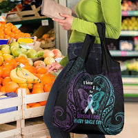 Suicide Awareness Memorial Grocery Bag I Wear Purple and Teal For Someone I Miss - Polynesian Pride