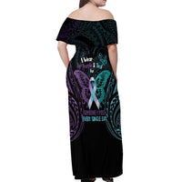 Suicide Awareness Memorial Off Shoulder Maxi Dress I Wear Purple and Teal For Someone I Miss - Polynesian Pride