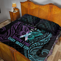 Suicide Awareness Memorial Quilt Bed Set I Wear Purple and Teal For Someone I Miss - Polynesian Pride