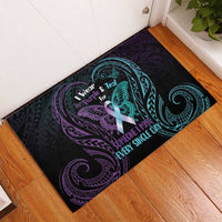 Suicide Awareness Memorial Rubber Doormat I Wear Purple and Teal For Someone I Miss - Polynesian Pride