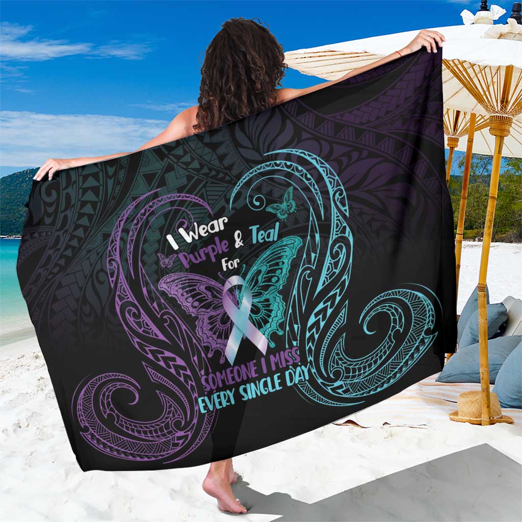 Suicide Awareness Memorial Sarong I Wear Purple and Teal For Someone I Miss - Polynesian Pride